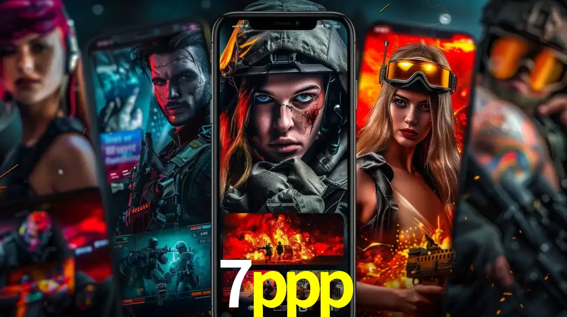 Montagem de telas de celular mostrando diversos personagens, masculinos e femininos, de um jogo de tiro, ilustrando a diversidade de equipes de e-sports para apostar no 7ppp.